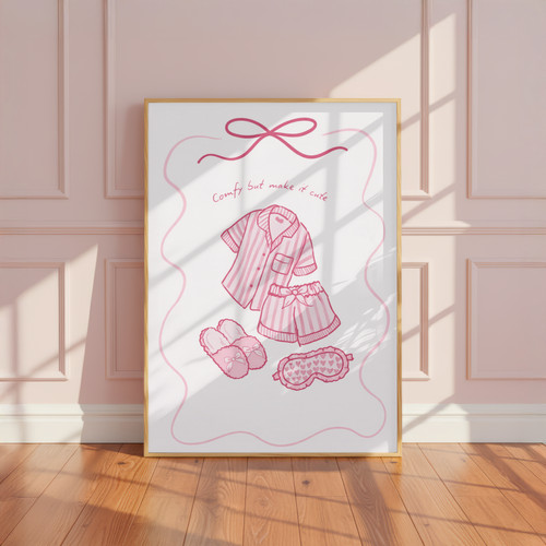 Pink coquette pyjamas wall - pink, art