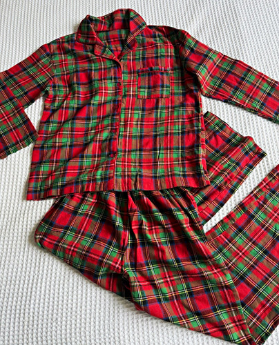 Women red checked pyjamas - red,
