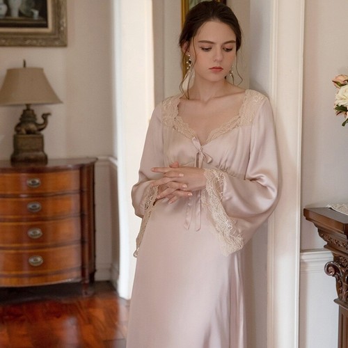 Satin dress lace sleepwear - lace,